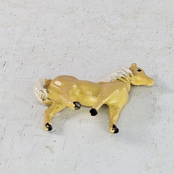 Miniature Metal Palomino Horse Figurine Hand Painted Collectible Mini Stallion - Picture 7 of 8